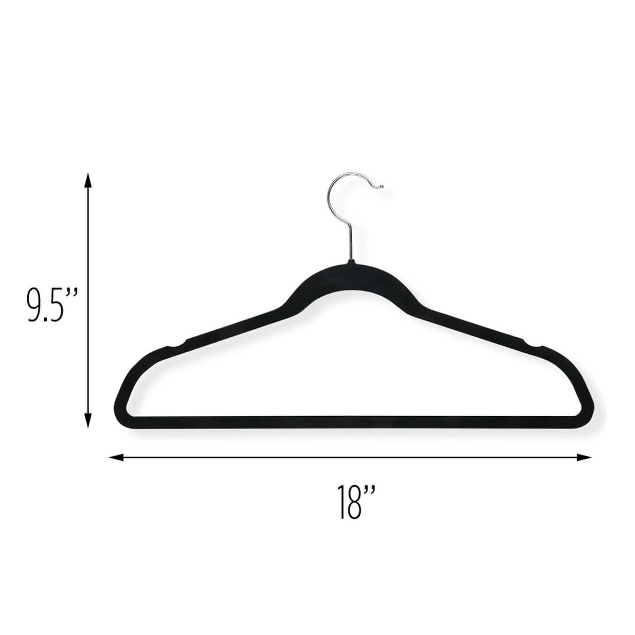 Honey Can Do Black Slim-Profile Non-Slip Velvet Hangers, 50ct.